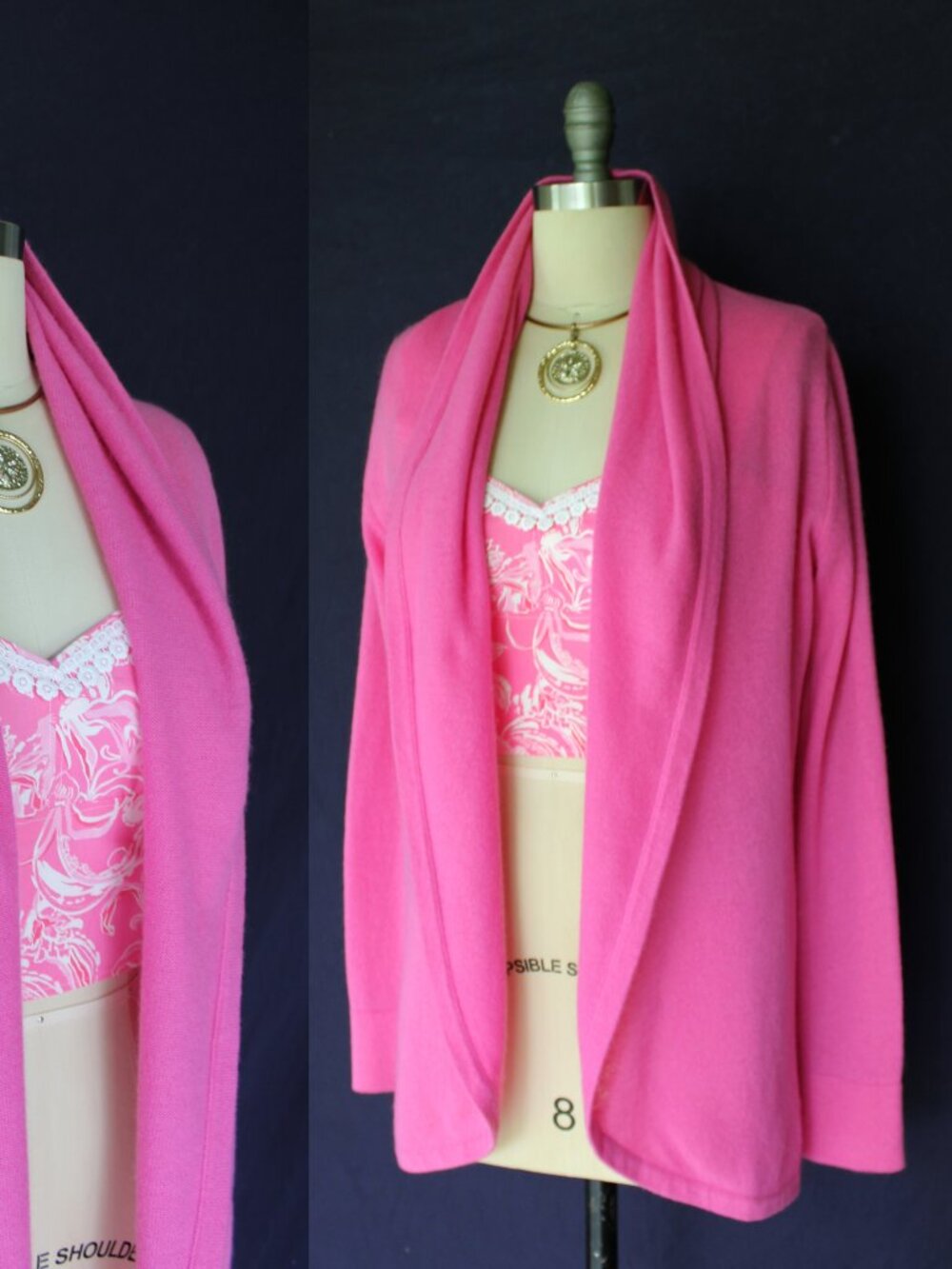 Lilly Pulitzer dress cardigan cocoon cashmere Marette Seabrook Celine hot pink M